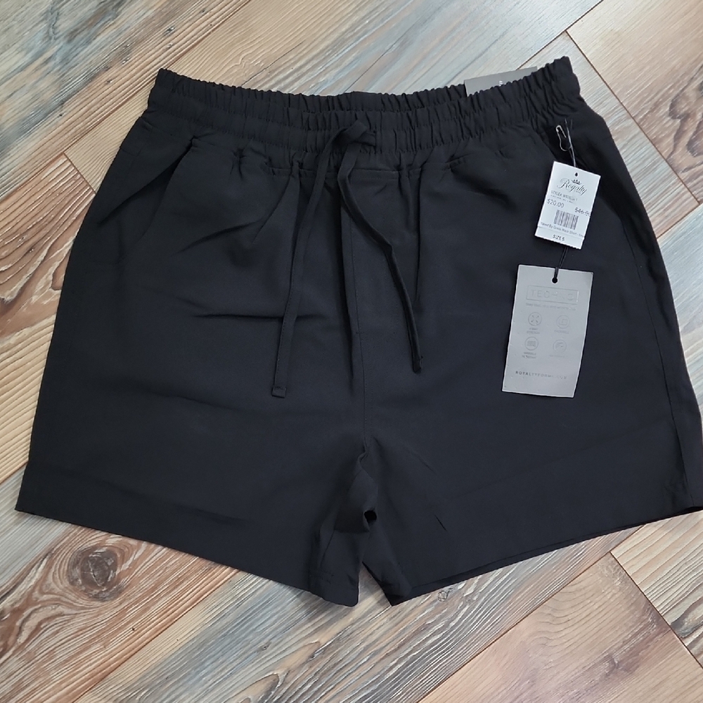 Royalty For Me Black Elastic Drawstring Shorts